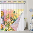 thumbnail image 1 of Ikfashoni Yellow Floral Hookless Shower Curtain with Fabric Snap in Liner,No Hook Waterproof Bathroom Curtain, 71"X74", 1 of 8