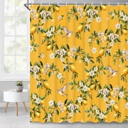 Ikfashoni Yellow Shower Curtain with Hooks,13pc Waterproof Fabric Bathroom Curtain, 72"X72"