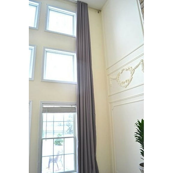 Ikiriska Blackout Extra Long Curtain. 12-24 ft Long Darkening Custom Made Drape (Gray, 50”Wx240”l)