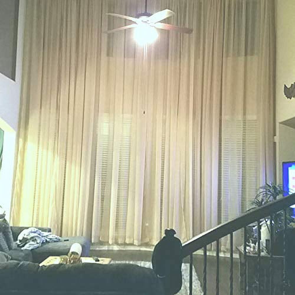 Extra Long Sheer Voile Curtains - Custom Length Up To 25ft, 110" Wide Panels For High Ceiling & 2-Story Windows