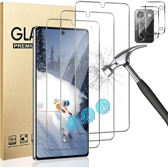 Ikjsdk 3+2 Pack For Note 20 Screen Protector With Camera Lens Protector, Full Clarity Coverage, 9H Tempered Glass, Ultrasonic Fingerprint Support, Anti Bubble, for Samsung Note 20 (6.7 Inch)