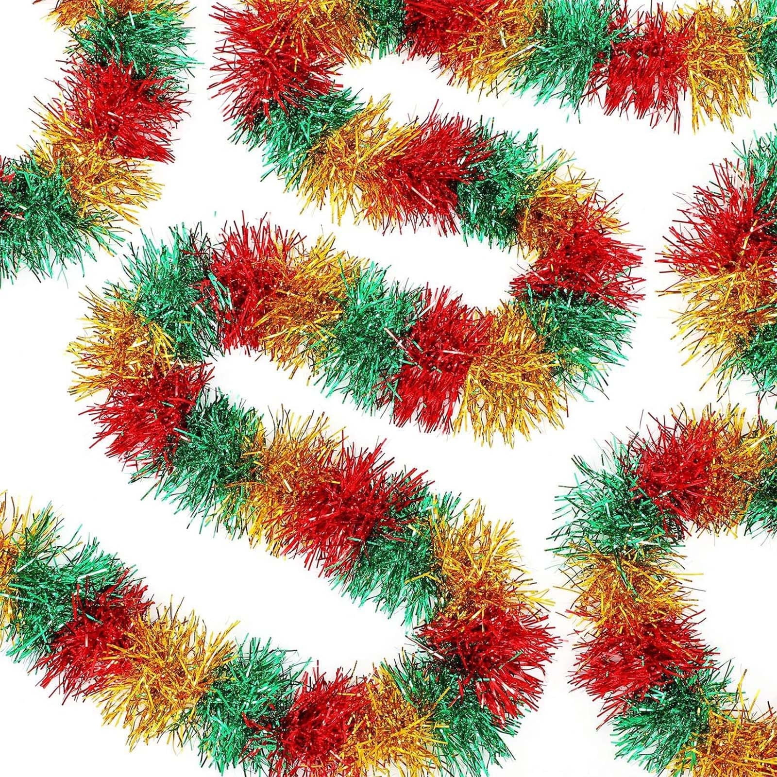 Ikohbadg 16.4Ft Christmas Red Green Gold Tinsel Garland Xmas Tree