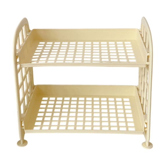 Ikohbadg 2 Layer Folding Storage Rack for Home Desktop & Bathroom, Multi-Layer Organizer for Cosmetics, Jewelry, and Stationery, Durable, Tool-Free Assembly, Space-Saving Design