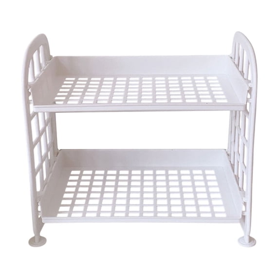 Ikohbadg 2 Layer Folding Storage Rack, Multi-Layer Desktop Organizer for Cosmetics, Jewelry, Stationery & Bathroom Essentials, Tool-Free Assembly, Space-Saving Design