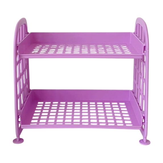 Ikohbadg 2 Layer Folding Storage Rack, Multi-Use Desktop and Bathroom Organizer for Cosmetics, Jewelry, and Stationery, Durable Plastic, Easy Assembly, Space-Saving Design