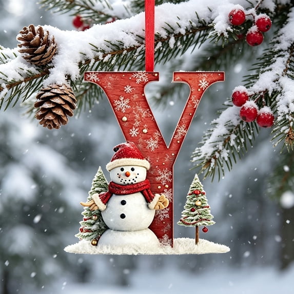 Ikohbadg 26 Letter Ornaments for Christmas Tree Decoration, Personalized Hanging Pendant Xmas Alphabet for Christmas Initial Ornament, DIY Craft Ornaments, Christmas Gifts for Family Friends (Y)