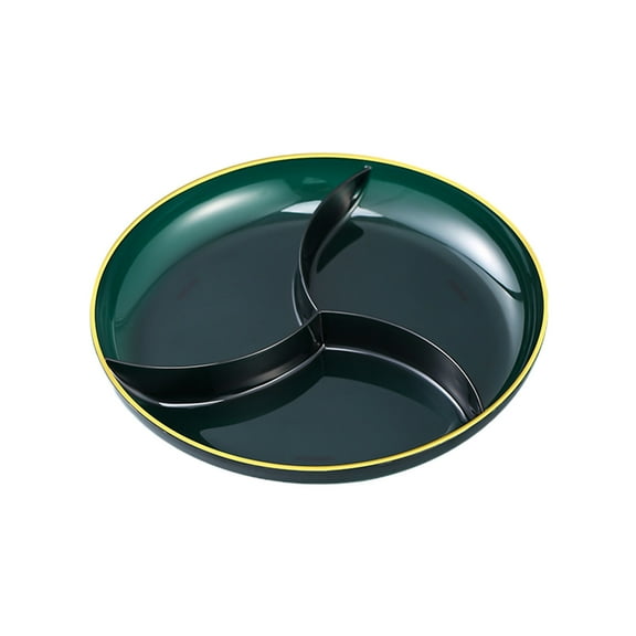 Ikohbadg 3 Section Serving Tray, Round Plastic Serving Tray Platters, Fruit Tray, Living Room Coffee Table Tray, Dry Snacks Placed Platter, Candy Melon Tray, Refreshment Compartment Tray, Green