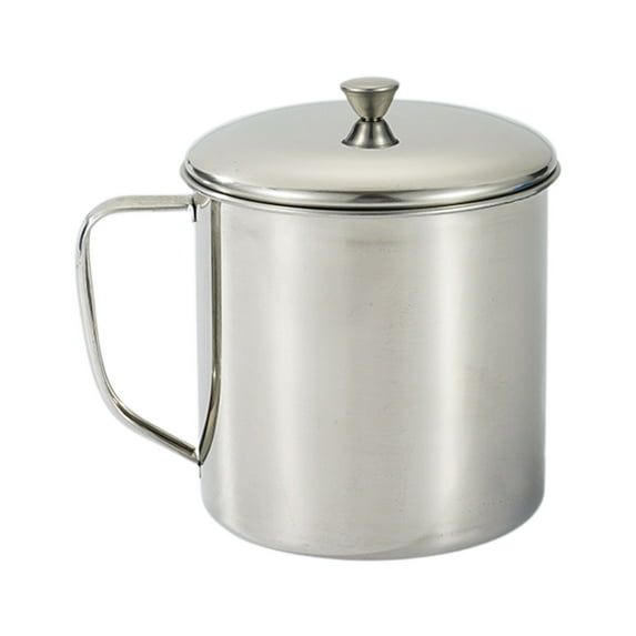 Ikohbadg 304 Stainless Steel Mouth Cup with Handle and Lid, Durable Commercial Water Cup for Kids, Ergonomic Non-Slip Design, Soot-Proof & Easy to Clean Teapot