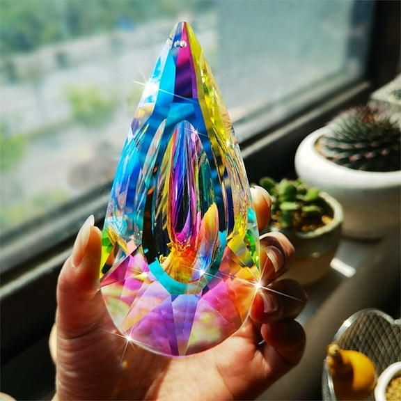 Ikohbadg 4.7 Inches Crystal Prism Suncatcher Window Hanging Sun Catchers AB Colored Crystals Faceted Prism Rainbow Maker Pendant Decor for Home Garden