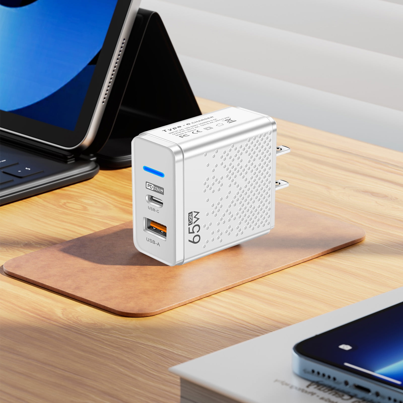 Ikohbadg 5V2.4A USB C Power Adapter Dual Port Charger Type-C and USB A ...