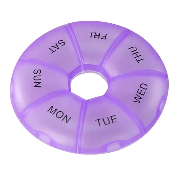 Ikohbadg 7 Sided Portable Pill Organizer, Weekly Medication Planner Box with Clear Lids and Labels, Compact Travel Case for 7 Days, Large Capacity for Aspirin Tablets