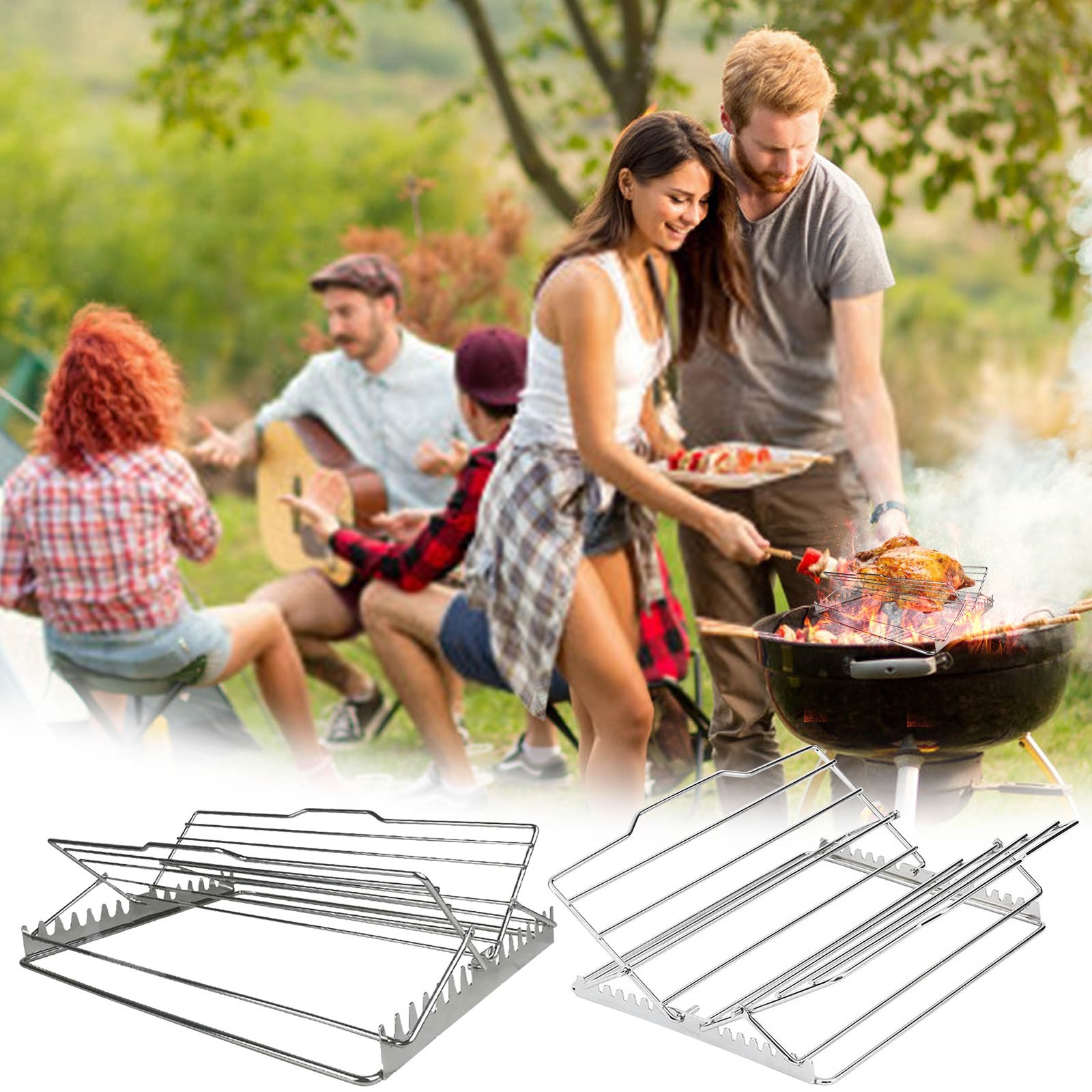 Ikohbadg Adjustable Turkey Chicken Roasting Rack, Universal Rib Roasting Rack, VShaped Turkey