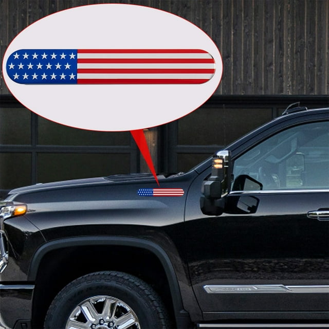 Ikohbadg American Flag Aluminum Car Decals for Scratch Coverage, 3D Body Sticker for Long-Lasting Patriotic Style, Easy Installation Automotive Flag Emblem for Cars