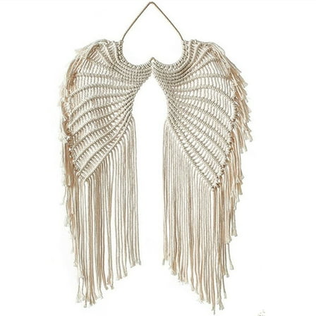 Ikohbadg Angel Macrame Wall Hanging Tapestry, Macrame Woven Boho Angel Tapestry with Long Tassels, Bohemian Cotton Handmade Home Decor for Wedding, Office, Living Room, Bedroom