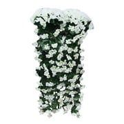 Ikohbadg Artificial Hanging Flowers, Fake Hanging Plant, Silk Fake Bellflower, Faux Flowers Arrangement for Outdoor and Indoor Garden Yard Pouch Porch Eave Balcony Decor (White)