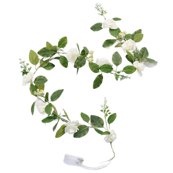 Ikohbadg Artificial Rose Climber String Lights, Decorative Warm White LED Lights with Green Leaves and Berries for Wedding, Party, Home, Bedroom, and Patio Decor