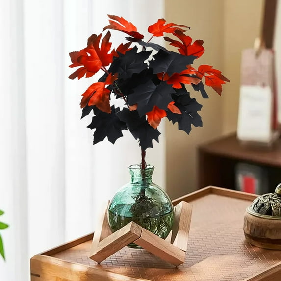 Ikohbadg Artificial Silk Maple Leaves Branches, Fall Decor for Weddings, DIY Bouquets, Table Centerpieces, Home and Office Decoration, Flexible Faux Maple Stems