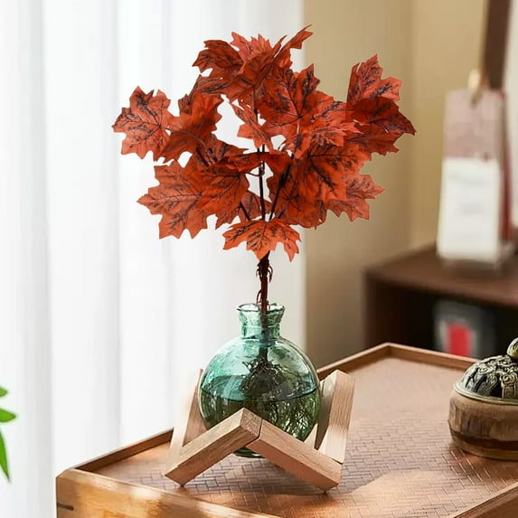 Ikohbadg Artificial Silk Maple Leaves Branches, Fall Decor for Weddings, DIY Bouquets, Table Centerpieces, Home and Office Decoration, Flexible Faux Maple Stems