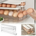 thumbnail image 1 of Ikohbadg Automatic Rolling Egg Dispenser for Fridge, Space-Saving Egg Organizer Holds Eggs, Home Egg Holder, Sturdy Design with Railing Protection, Ideal Kitchen Storage Solution, Clear, 1 of 13