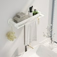 thumbnail image 1 of Ikohbadg Bathroom Towel Hanger, Bathroom Storage Towel Rack with Hooks, Wall Mounted Towel Rack, Modern Bathroom Towel Bar and Organizer, Space-Saving Towel Rack for Bathroom, White, 1 of 6