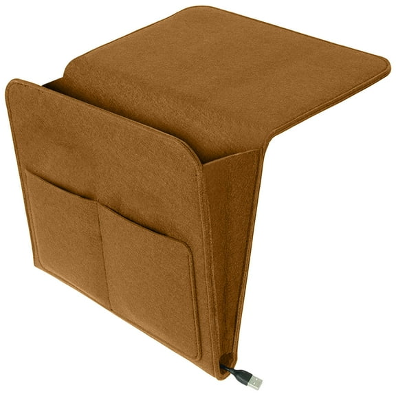Ikohbadg Bedside Caddy, Bedside Storage Bag, Hanging Organizer for Remote Control, Books, Magazines & Tablets, Soft Polyester Caddy with Large & Small Pockets for Easy Access and Storage, Khaki
