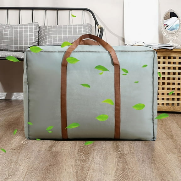 Ikohbadg Big Capacity Folding Luggage Bag Travel Clothes Storage Bags Zipper Non-Woven Suitcase Foldable Moving House Duffle Bag Handbag