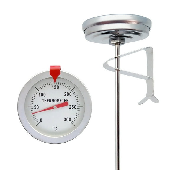 Ikohbadg Candy Thermometer Deep Fry Jam Sugar Syrup Jelly Thermometer with Stainless Steel Large 2 Inches Dial & 6 Inches Accurate Sensitive Long Probe Oil Thermometer Cooking Thermometer Silver