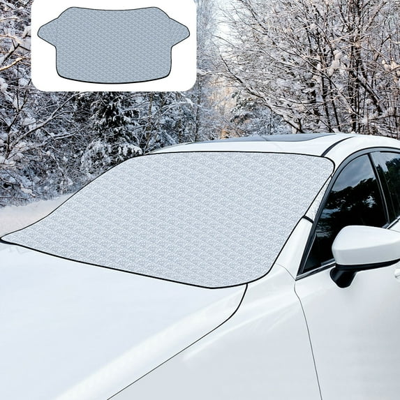 Ikohbadg Car Windshield Snow Cover, All Weather Windproof Front Window Automotive Shield, Universal Fit for Most Vehicles, Protects Against Snow, Ice, and Winter Elements
