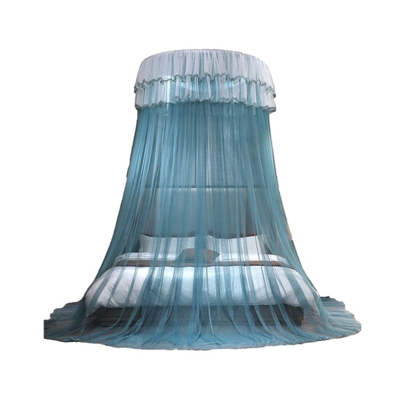 Ikohbadg Ceiling-Mounted Dome Mosquito Net, Foldable Princess-Style Bed Canopy, Polyester Mosquito Protection, Elegant Ruffled Design for Kids and Adults, Ideal Bedroom Decor