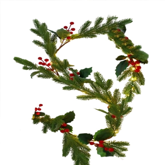 Ikohbadg Christmas Artificial Pine Rattan with Lights, Decorative Simulation Flowers for Indoor Outdoor Decoration, Ideal Gift for Friends, Perfect for Home, Weddings, and Events