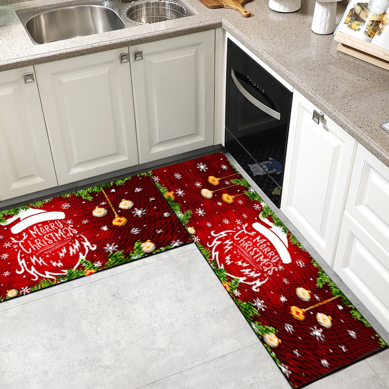 Ikohbadg Christmas Kitchen Rugs, NonSlip And Nondirt T Mat, Kitchen