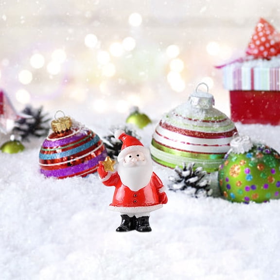 Ikohbadg Christmas Miniature Figurines, Mini Christmas Santa Claus Ornaments Christmas Miniature Ornament Resin Santa Figurines for Xmas Santa Claus Decoration Christmas Party Supplies D