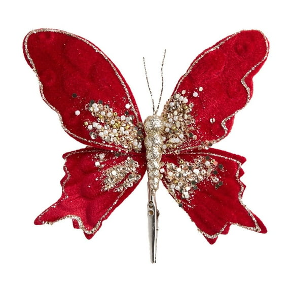 Ikohbadg Christmas Tree Decorations, Sparkling Butterflies with Clips, Festive Flower Accessories for Holiday/Wedding Decor, Christmas Decoration Props for Joyful Celebrations