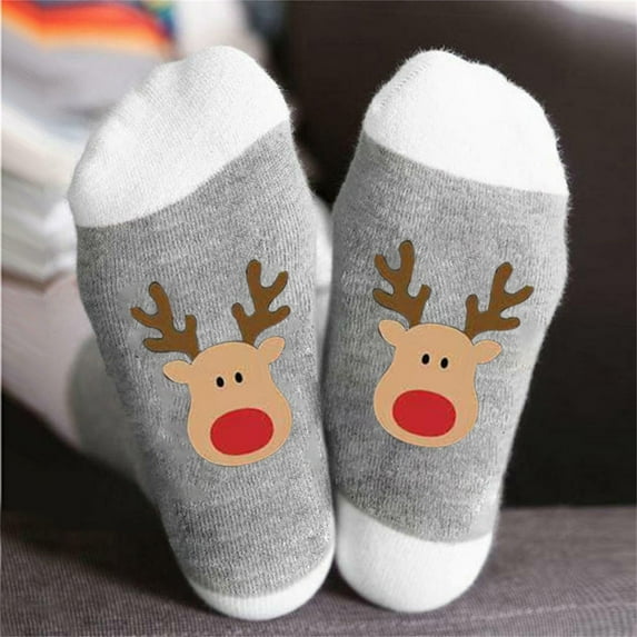 Ikohbadg Christmas Winter Cotton Socks, Men and Women Color Blocking Stockings, Breathable Novelty Socks for Gifts, Happy Christmas Themed Socks, One Size Fancy Festive Socks