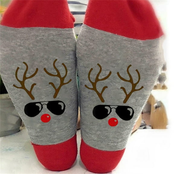 Ikohbadg Christmas Winter Cotton Socks, Men and Women Color Blocking Stockings, Breathable Novelty Socks for Gifts, Happy Christmas Themed Socks, One Size Fancy Festive Socks