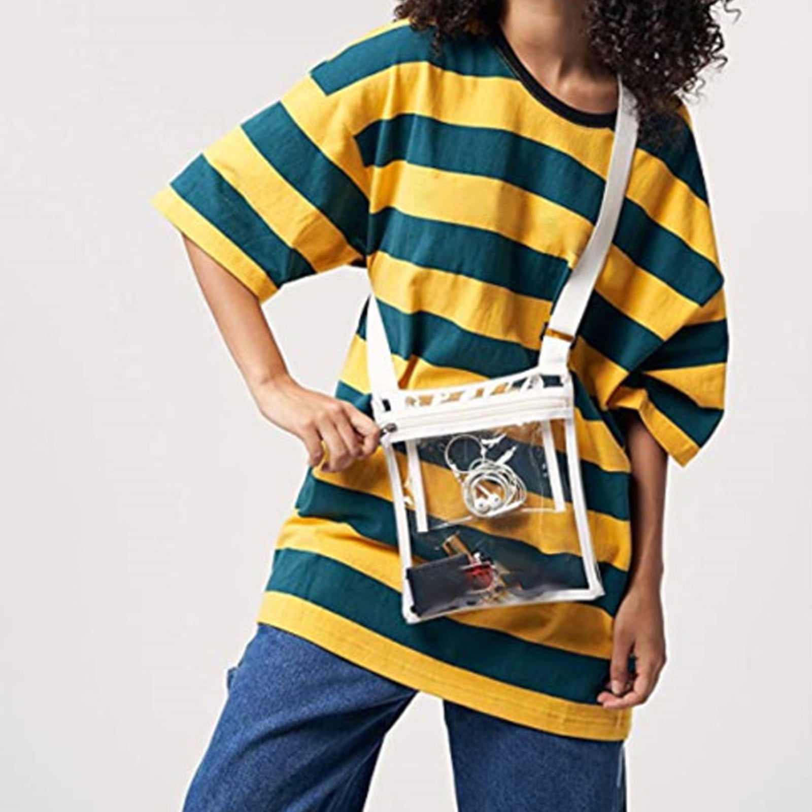 Ikohbadg Clear Messenger Bag with Inner Pocket and Shoulder Strap