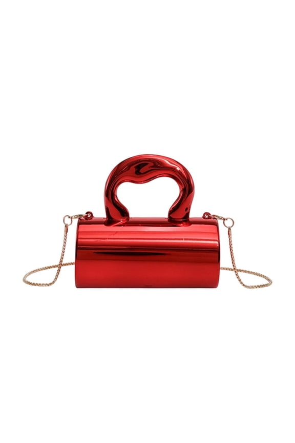 Clutch Tote for Women Metallic PU Leather Evening Clutch Purse Handbag Crossbody Shoulder Bag Box Bag Chic Handbag, Red