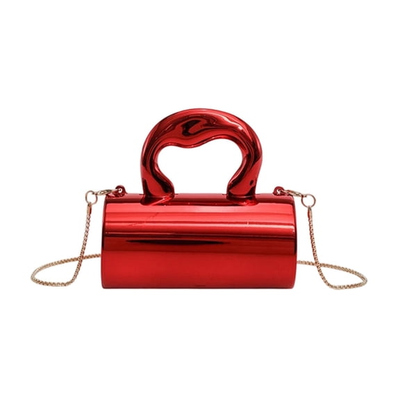 Ikohbadg Clutch Tote for Women Metallic PU Leather Evening Clutch Purse Handbag Crossbody Shoulder Bag Box Bag Chic Handbag, Red