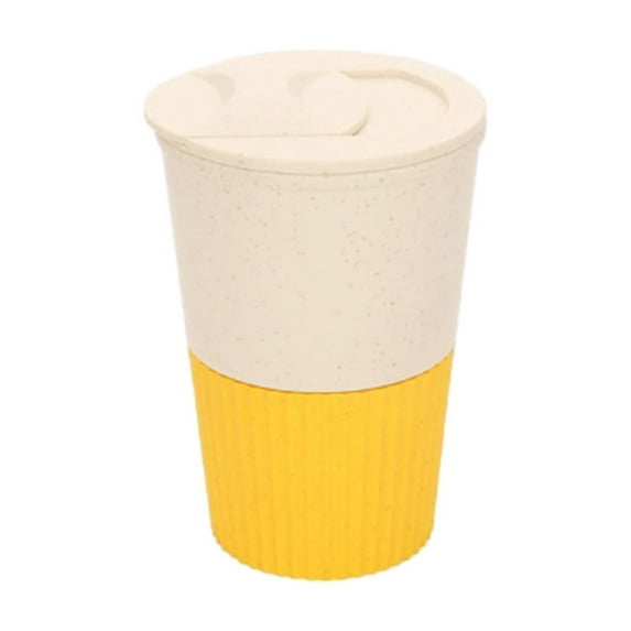 Ikohbadg Portable Coffee Cup, Plastic Coffee Cup, Travel Coffee Cup with Slider Lid for Slow Sipping, Perfect for Office Outdoor and Travel Use, Ideal Gift, Yellow