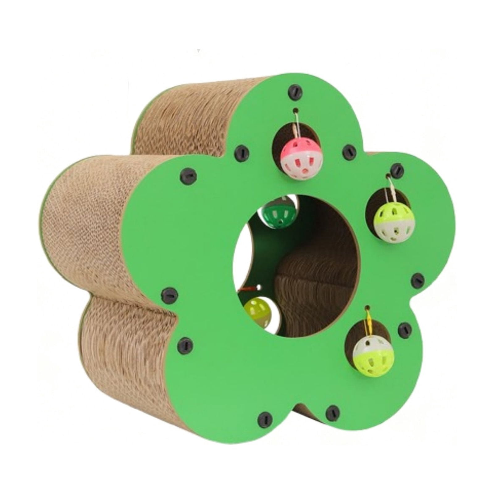 Ikohbadg Corrugated Cardboard Cats Scratcher, Interactive Climbing Toy for Indoor Cats with Bells, Durable Scratch Pad and Playground for Multiple Cats, Engaging Entertainment for Feline Fun