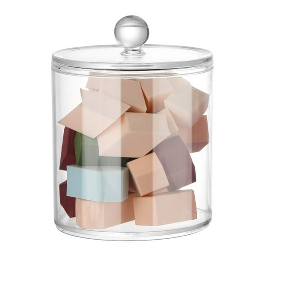 Ikohbadg Cotton Ball Dispenser, Cotton Swab Storage Jar, Acrylic Makeup Organizer, Bathroom Canister for Cosmetic Pads, Compact and Lightweight Storage Solution