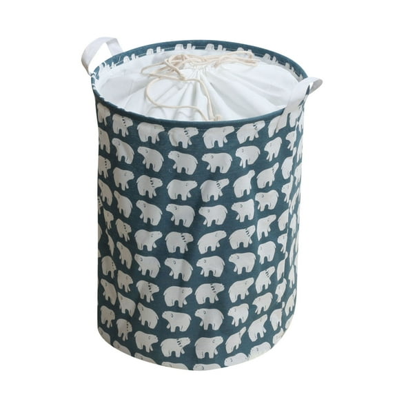 Ikohbadg Cotton Fabric Folding Storage Basket for Kids' Toy Organization, Durable & Soft Toy Storage Bin with Handles, Portable & Foldable Design for Easy Storage