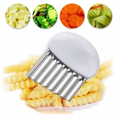 Ikohbadg Crinkle Cutter Garnishing Knife for Dough, French Fry Potato Cutter Stainless Steel Zig Zag Gadget Waves Chopper Knife, Crinkle Cutter for Veggies Chip Blade Cooking Tools, White