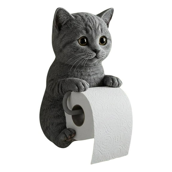 Ikohbadg Cute Cat Paper Towel Holder, Decorative Wall-Mounted Toilet Paper Holder, Resin Bathroom Decor, Funny Tissue Dispenser for Home and Pet Lovers, Unique Gift Idea
