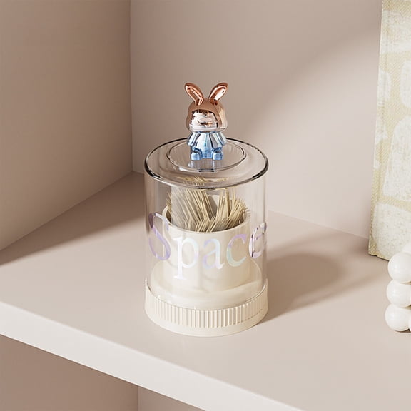 Ikohbadg Cute Cotton Swab Storage Box for Makeup and Jewelry Acrylic Qtip Container with Lid - Bathroom Organization Transparent Cosmetic Organizer Box for Cotton Pads and Swabs