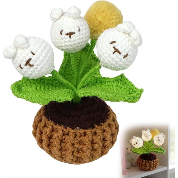 Ikohbadg Cute Crochet Panda Night Light, Handcrafted Potted Animals, Whimsical Home Decor, Cozy Ambiance for Nursery, Kids' Room, Office, Adorable Gift for Birthdays and Housewarmings