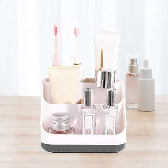 Ikohbadg Desk Organizer, Desk Holder, Desktop Plastic Multifunctional Storage Box with Removable Dividers, Office Supplies Organizers and Accessories, Makeup Brush Holder, Classifying Cosmetics, Gray