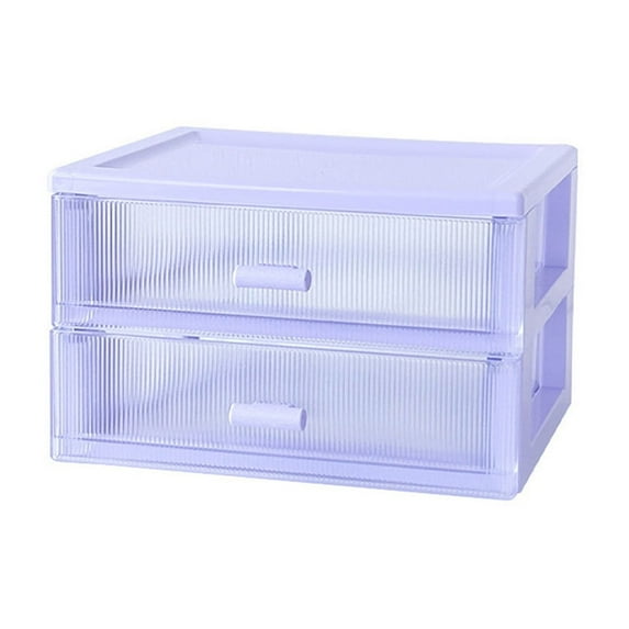 Ikohbadg Desk Organizer, Plastic Desk Drawer Organizer, Stackable Storage Drawers, Multifunctional Desk Storage Box Perfect for Collection Small Item Cosmetic Office Supplies, 2 Drawers, Purple