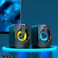 thumbnail image 1 of Ikohbadg Desktop USB Mini Speakers with RGB Lights, 3.5mm Audio, 2.0 Wired Control, HiFi Stereo Sound for Mobile Phones, Laptops, and Desktop Computers, Compact Subwoofer Speakers, 1 of 9