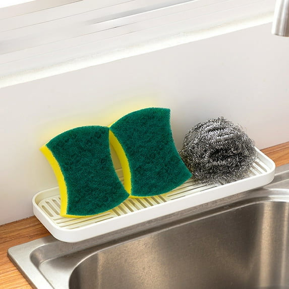 Ikohbadg Double Layer Kitchen Draining Rack Compact Sink Countertop Dish Tray Multi functional Sponge Holder Rack